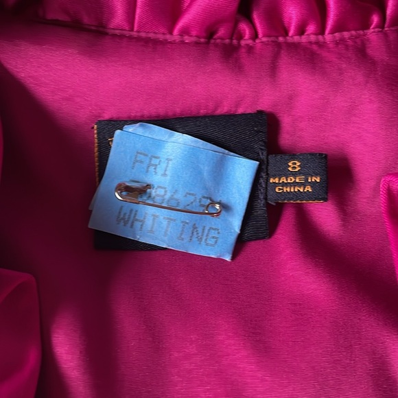 Just Taylor pink/raspberry satin high ruffled occasion dress EUC size 8 - Picture 6 of 9